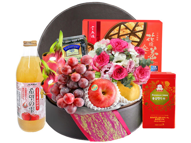 Fruit Basket - Permium Recovery Fruit Hamper With Flower Arrangement 6 - L134324 Photo