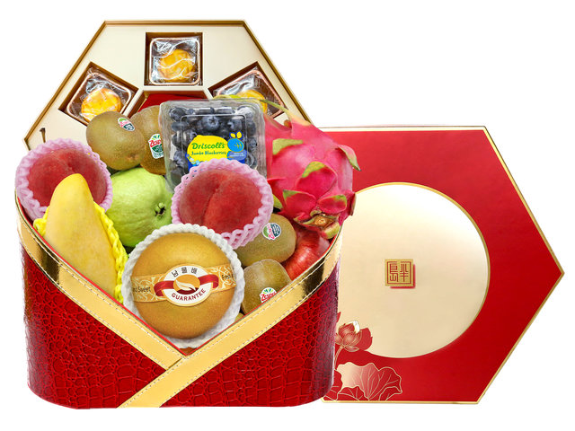 Mid-Autumn Gift Hamper - Mid Autumn Peninsula Moon Cake With Fruits Basket FH214 - L76600717K Photo