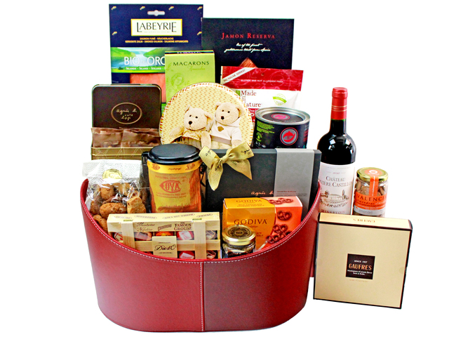 Wine n Food Hamper - Premium Luxury Wine And Pastry Gift Hamper FH43 - L141819 Photo